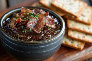 Canvas Print - gourmet bacon spread, a divine mix of crispy bacon, brown sugar, and spices create bacon jam, ideal for spreading on crackers or sandwiches