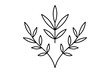© kANTASWAR - Floral branch and minimalist leaves for logo or tattoo. Hand drawn line wedding herb, elegant wildflowers. Minimal line art drawing for print, cover or wallpaper