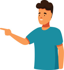 Poster - Young man is pointing his finger to the side while smiling happily