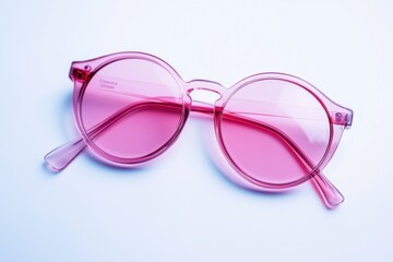 Pink round sunglasses on a white background