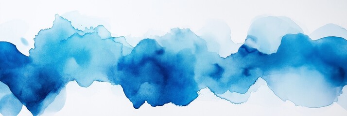 Wall Mural - A blue line of watercolor paint. The line is long and has a wavy texture. The blue color is vibrant and bold, giving the impression of movement and energy. The line seems to be flowing and dynamic