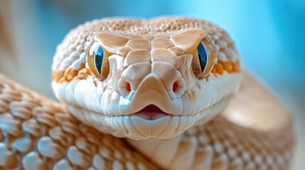 Wall Mural - A close up of a snake's face with blue eyes, AI