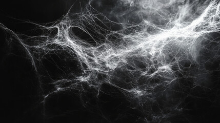 Spooky spider web against a dark background.