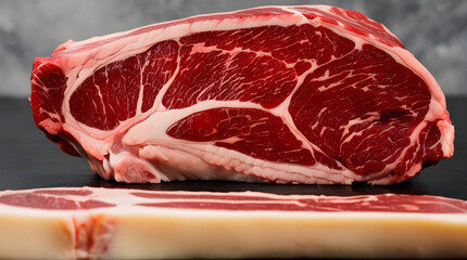 Marbled beef steak highlighting its rich texture and quality.