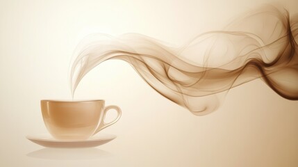 Aufkleber - Abstract swirling steam elegantly rises from an unseen coffee cup, creating mesmerizing patterns in warm hues. Generative AI