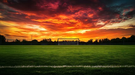 Wall Mural - scenic sunset over football field