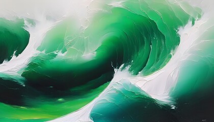 Wall Mural - Dynamic Wave Patterns in Green Abstract Composition