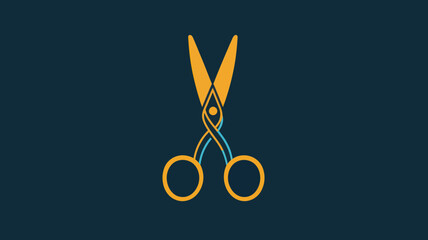 Poster - Trendy Thin Line Icon of Scissors with Cut Line Concept, Vector Illustration for Graphic Design, Digital Tools, and Crafting Resources