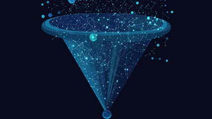 Poster - abstract starry funnel vector concept: big data, space, and universe minimalist design