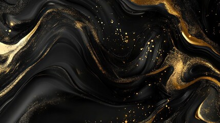 Sticker - Abstract Black and Gold Swirls