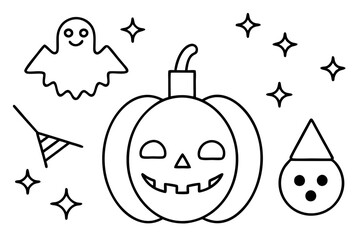 Wall Mural - Halloween icons set.Halloween icons line art collection.This is an editable vector file.