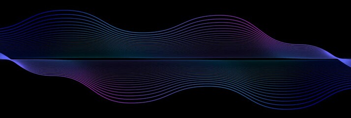 Poster - curved wavy lines tech futuristic motion background. dynamic abstract line waving loop line. Metaverse Abstract Seamless wave abstract lines stream 4K background loop