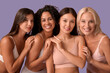 © Pixel-Shot - Beautiful different happy body positive women on purple background