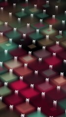 Poster - Abstract flat design of square colorful shapes. Animation. Background of an abstract minimal multicolored flat pattern of squares and crosses that becoming blurred.