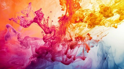 Wall Mural - Colorful ink in water creating a swirling abstract effect