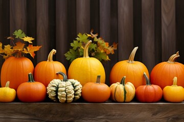 Top view many diversity vegetables whole orange green different pumpkin shapes Halloween background concept lantern party fall harvest gourds Autumn Thanksgiving decoration design food template nature