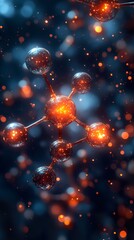 Wall Mural - glowing molecular structure: a 3d render of an atom