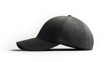 Wall Mural - Black Baseball Cap Mockup   Side View Isolated