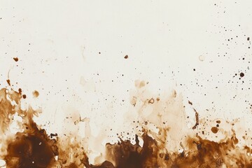 Aufkleber - Abstract art featuring dynamic coffee stains and splashes on a light background, capturing a creative moment of spontaneity. Generative AI