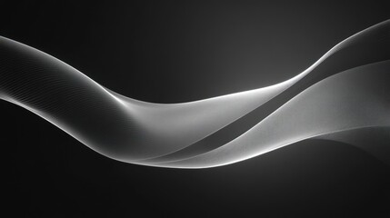 Wall Mural - Abstract White Wave on Black Background