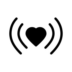 Poster - Heart signal icon symbol. Vector heart connect icon in flat style. Heart signal. Love connection. Love signal. Wifi sign	