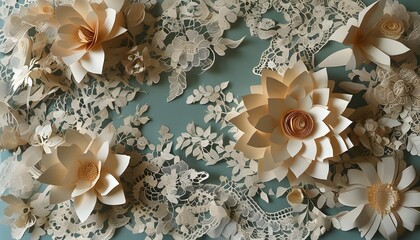 Wall Mural - Delicate Intricacies of Lacework in Paper Art