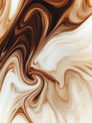 Poster - Swirling coffee blends beautifully with milk to create an abstract artwork that showcases engaging fluid dynamics in a cup. Generative AI
