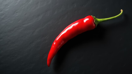 Single red chili pepper on a dark background