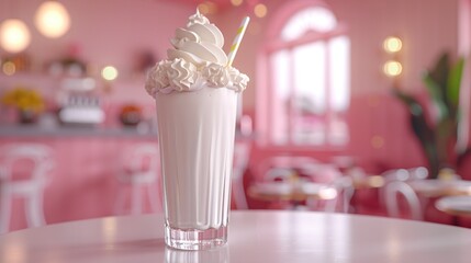 Canvas Print - Milkshake in a Pink Cafe