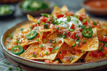 Poster - Nachos with Chili, Sour Cream, and Jalapenos