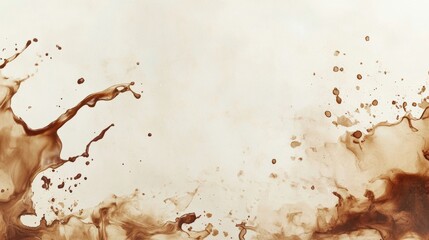 Leinwandbilder - Artistic background featuring abstract coffee stains and splashes on a light canvas creating a unique visual experience. Generative AI