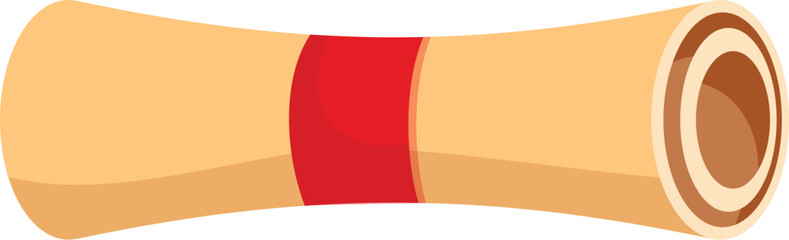 Poster - Rolled paper scroll with red ribbon is an ancient document for important message