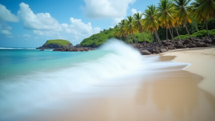 Gentle waves on a tropical beach