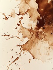 Leinwandbilder - Artistic background made of spilled coffee stains and splashes creating an abstract texture on a light surface. Generative AI