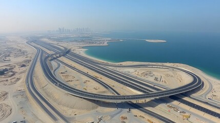 Aerial View of Dubai's Impressive Highway Infrastructure