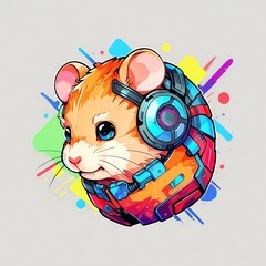 Canvas Print - Cute Hamster Wearing Headphones