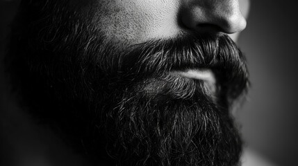 Wall Mural - Perfect beard. Close-up of bearded man. Bearded man close up. Beard is his style. Closeup of bearded mans. Male mustache growing. with generative ai