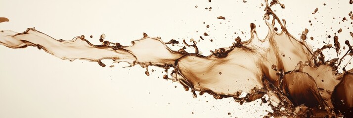Poster - Spilled coffee creates an intriguing abstract backdrop with rich browns and dynamic splashes, perfect for artistic interpretation and creativity