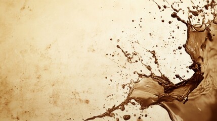 Leinwandbilder - Artistic background created from dynamic coffee stains and splashes on a textured surface. Generative AI