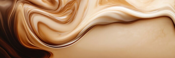 Wall Mural - Swirling coffee blends with milk in a captivating abstract display of rich colors and creamy textures. Generative AI