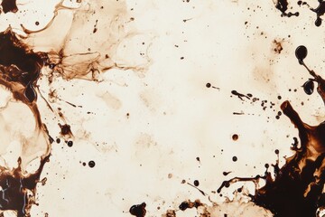 Leinwandbilder - Abstract background featuring spilled coffee stains and splashes creating a unique texture on a light canvas. Generative AI