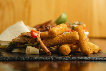 A closeup view of a beautifully arranged plate of food