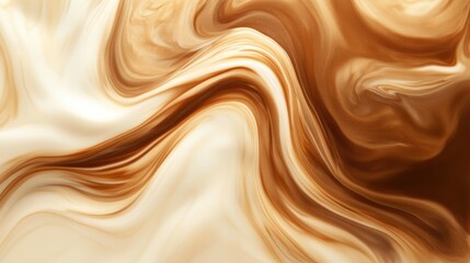 Fototapete - Swirling coffee mixes seamlessly with milk to create an abstract pattern reminiscent of liquid art. Generative AI