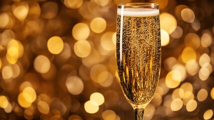 Aufkleber - Celebrate life's special moments with a bottle of champagne and sparkling wine in a flute glass against a festive background. Generative AI