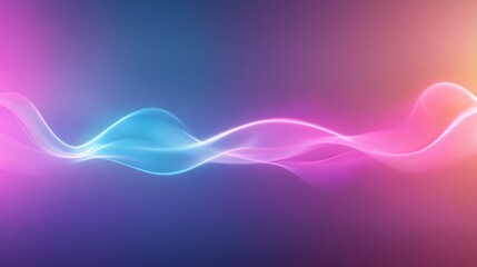 Poster - Soft neon lines flow gracefully across a smooth metallic backdrop, accentuating a modern digital environment filled with vibrant colors and floating particles, inviting creativity