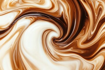 Leinwandbilder - Abstract swirling pattern of coffee merging with milk, creating a rich harmony of colors and textures in a dynamic mix. Generative AI
