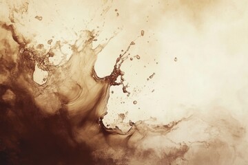 Wall Mural - Abstract artistic background of coffee stains and splashes creating a visually intriguing composition in a warm color palette. Generative AI