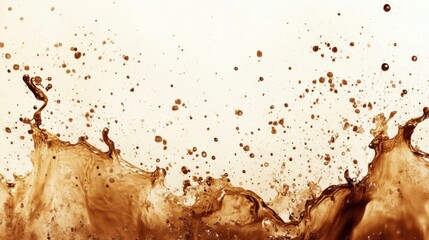 Leinwandbilder - Abstract artistic composition featuring coffee stains and splashes on a light background, showcasing fluidity and texture. Generative AI