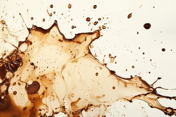 Leinwandbilder - An abstract artistic background featuring spilled coffee stains and splashes on a light surface, reminiscent of morning rituals. Generative AI
