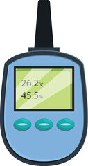 Poster - Digital thermo hygrometer showing temperature and humidity with antenna extended